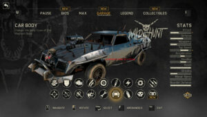 Mad Max game- Magnum Opus upgrade menu