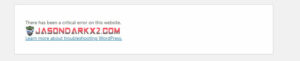 WordPress critical error message