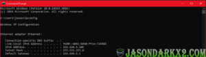 Windows 10 ipconfig command(Ethernet Adapter)